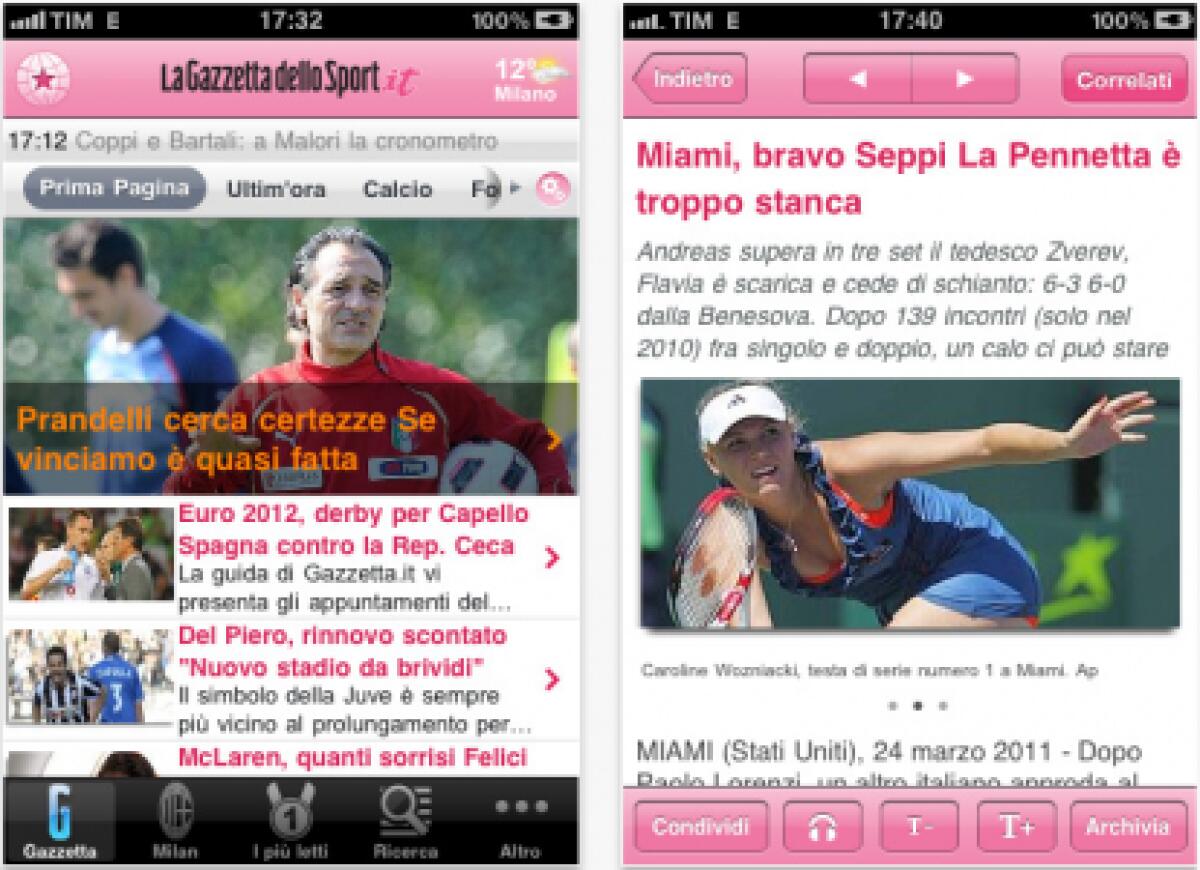 La Gazzetta oggi si legge su iPhone - 
