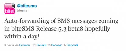 Bite SMS: aggiornamento disponibile