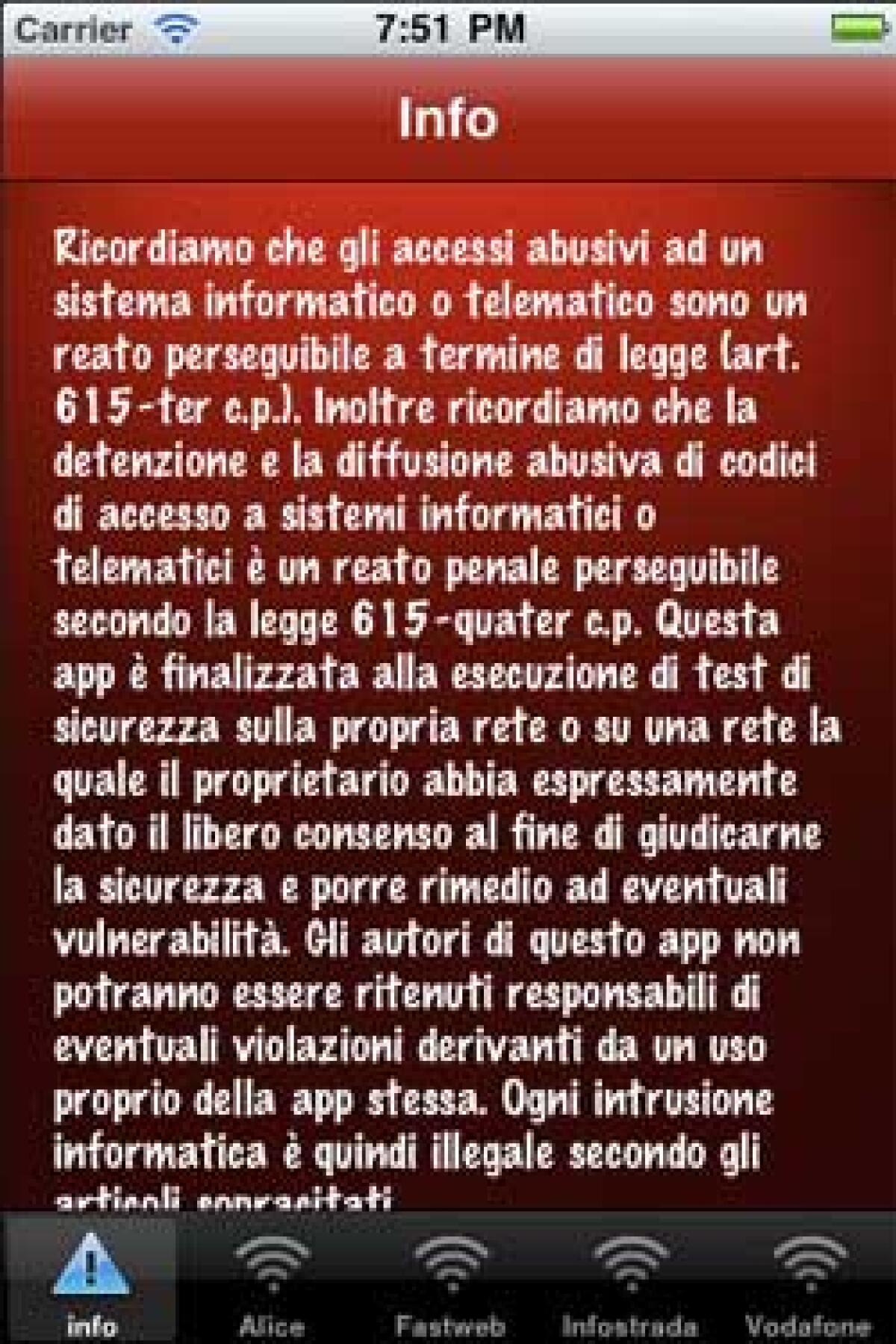 Controllo della sicurezza su iPhone: Open Wifi - 