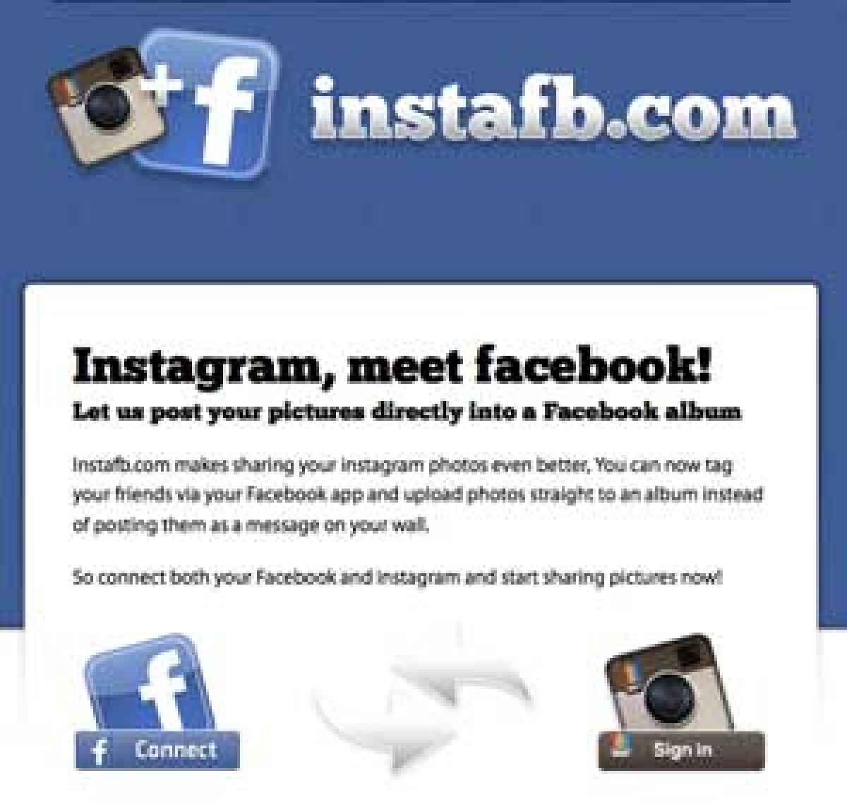 InstaFB trasferire immagini Instagram in un album su Facebook - 