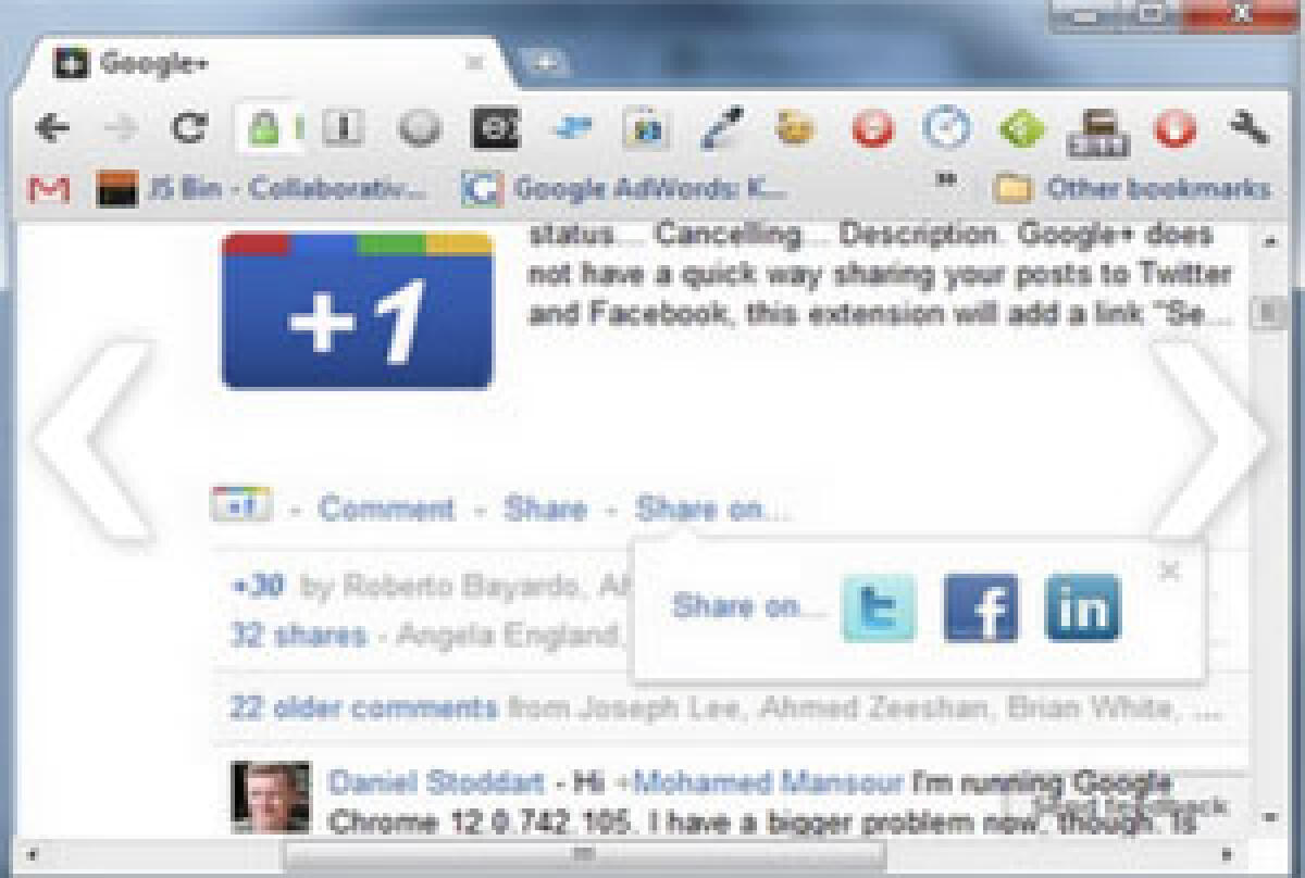 Extended Share for Google Plus condividere post Google + su Facebook e Twitter - 