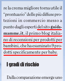 ARTICOLO SU "IL SALVAGENTE"