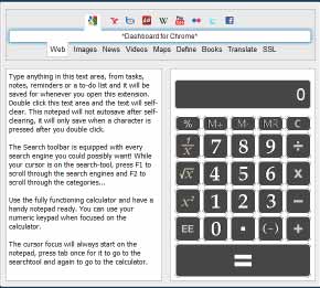 Dashboard for Chrome: calcolatrice e blocco note su Chrome