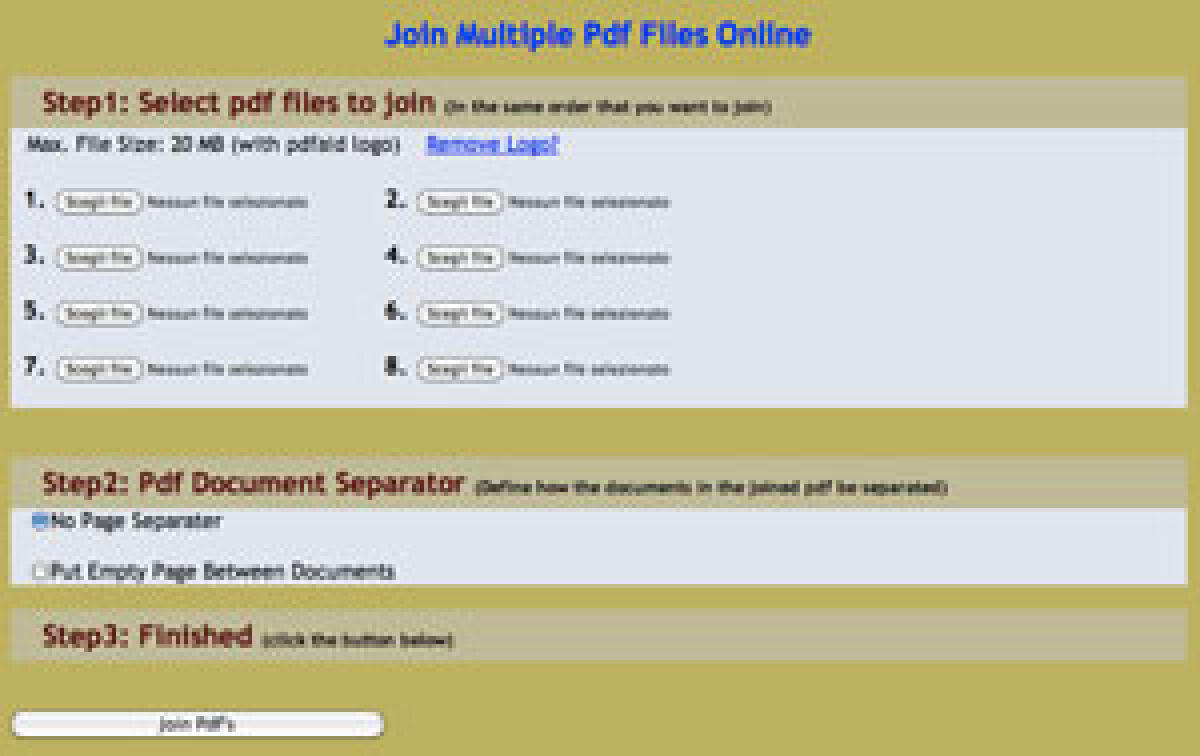 Join Multiple PDF Files Online, unire più PDF in uno - 