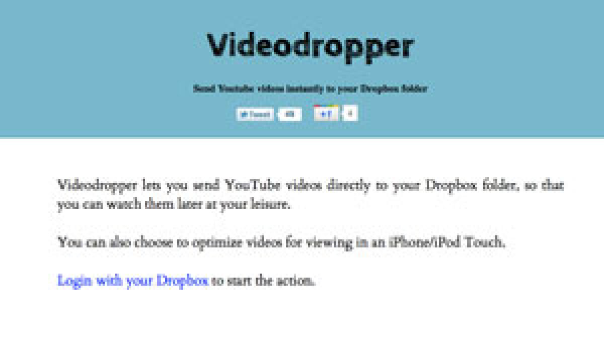 Videodropper servizio per scaricare video YouTube su Dropbox - 