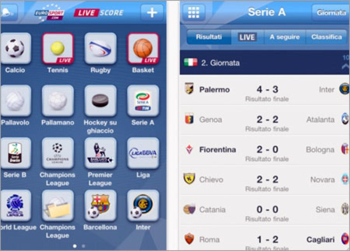 Eurosport Live Score, resta aggiornato su tutti i risultati - 