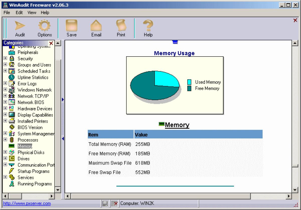 Informazioni computer con WinAudit - 