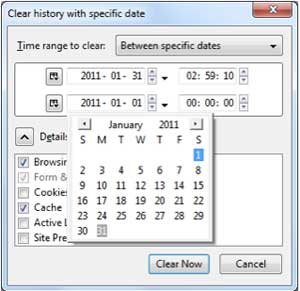 Precise Clear History add-on per cancellare la cronologia Firefox