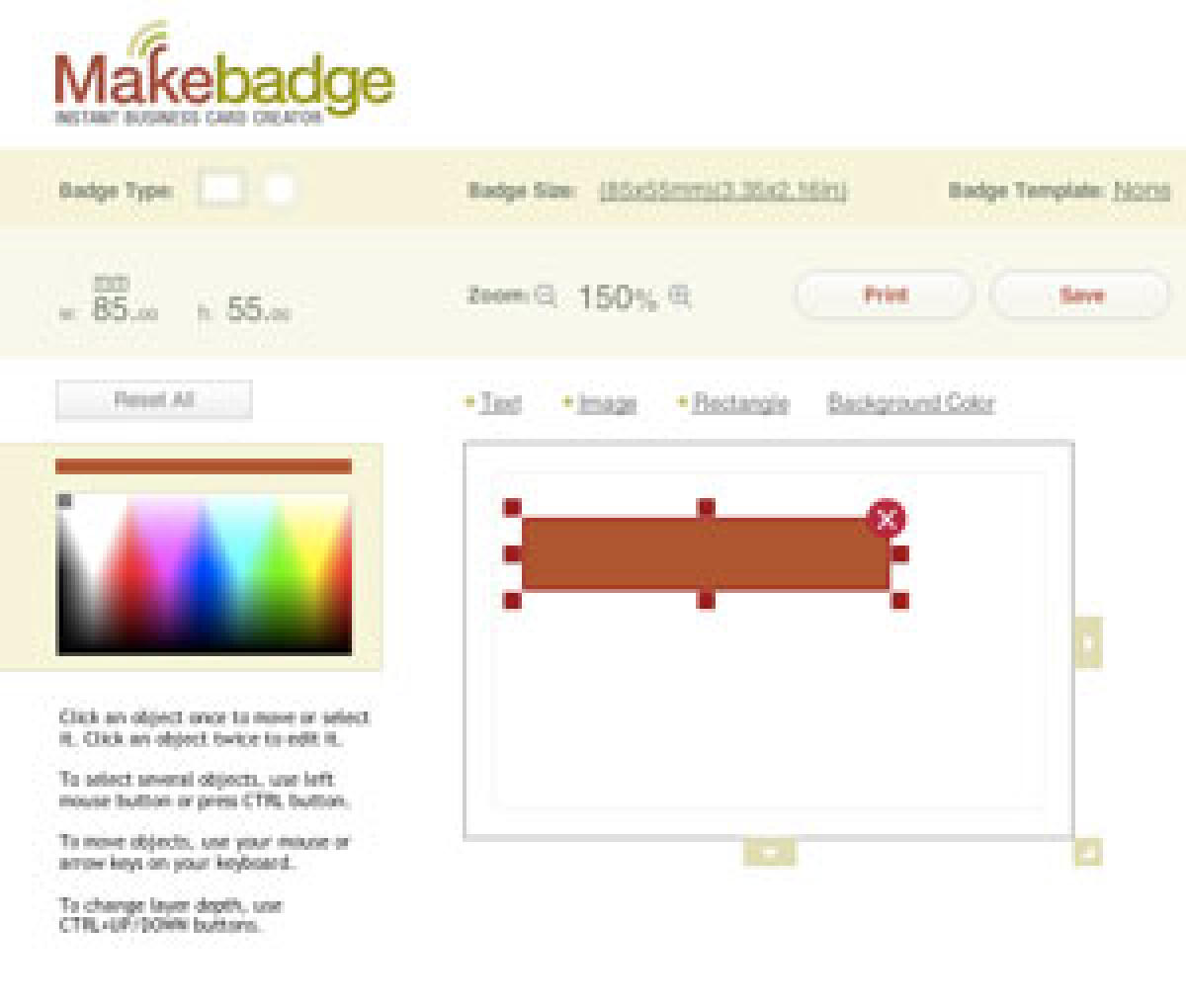 MakeBadge servizio per creare biglietti da visita - 