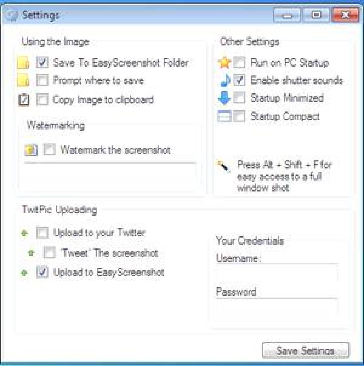 EasyScreenshot catturare schermate e condividerle su Twitter - 