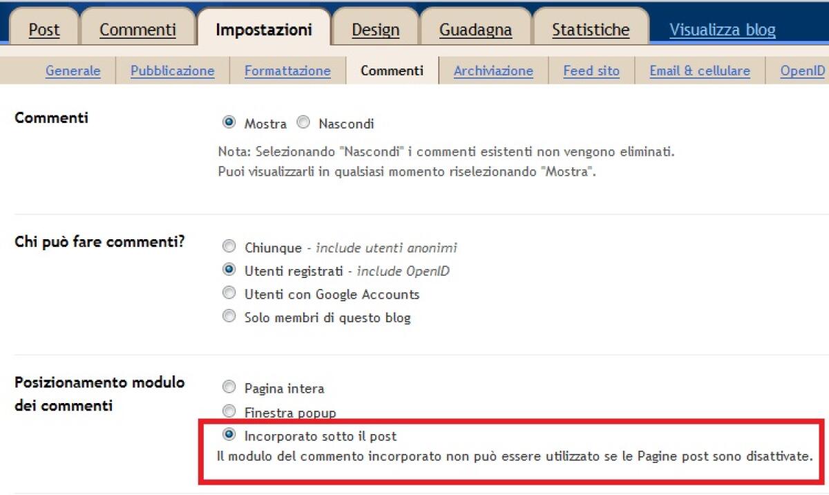 Blogger: disponibili novità nei commenti - 