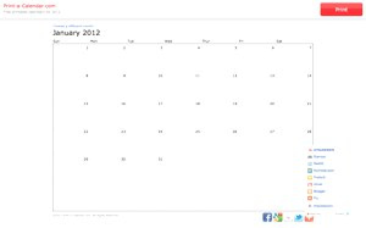 Print a Calendar, sito per stampare calendari del mese - 