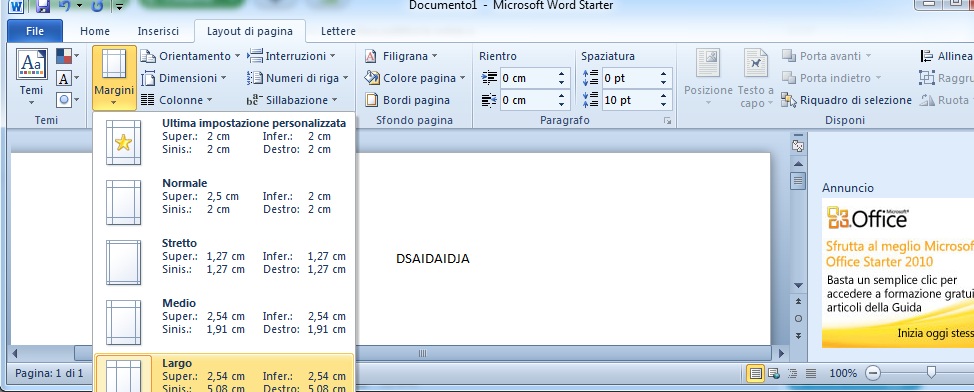 Come impostare margini Word