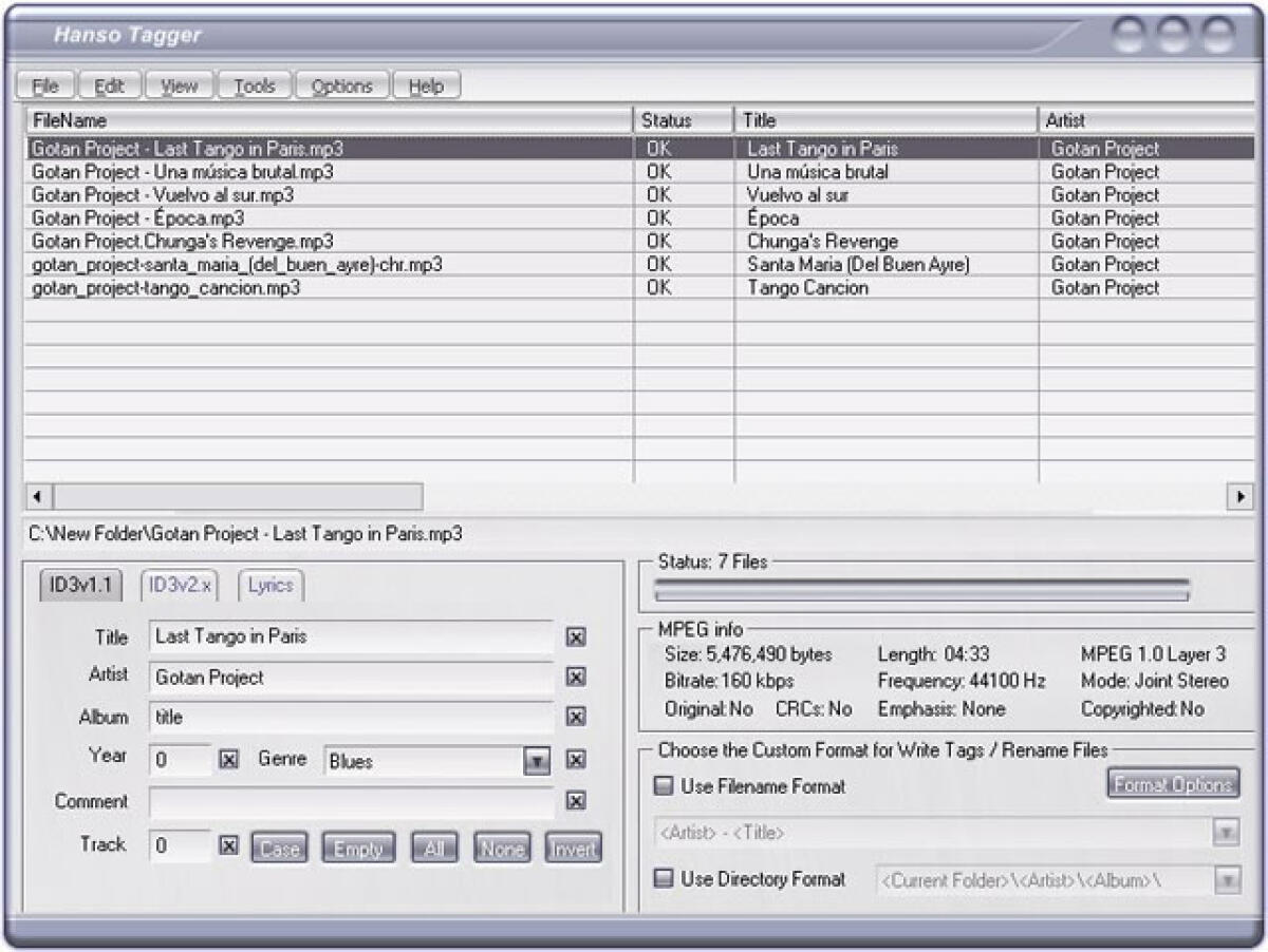 Modifica dei tag dei file audio: Hanso Tagger - 