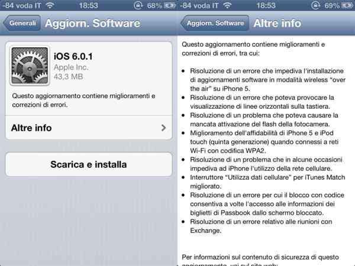iOS 6.0.1 arriva l'aggiornamento - 