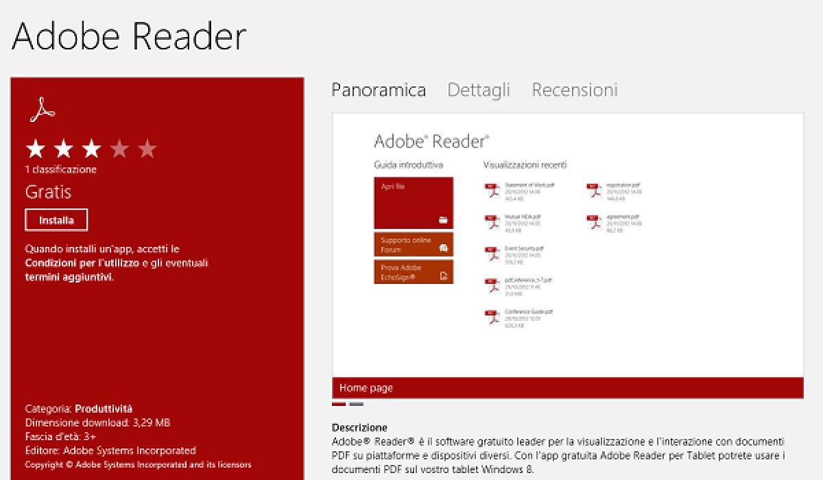 Adobe Reader disponibile in Windows Store - 