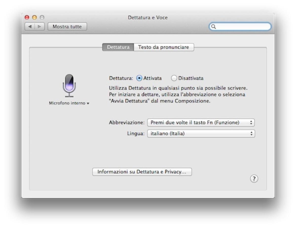 Come dettare a un Mac - 