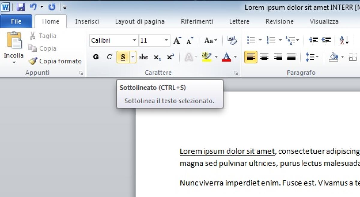 Come eseguire la sottolineatura su Word - 