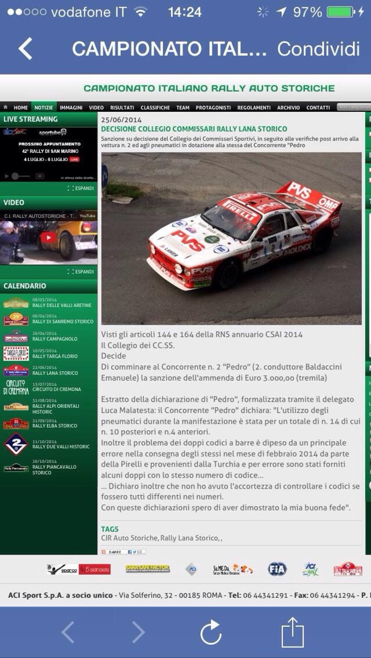 Scandalo Gomme al Rally della Lana - 