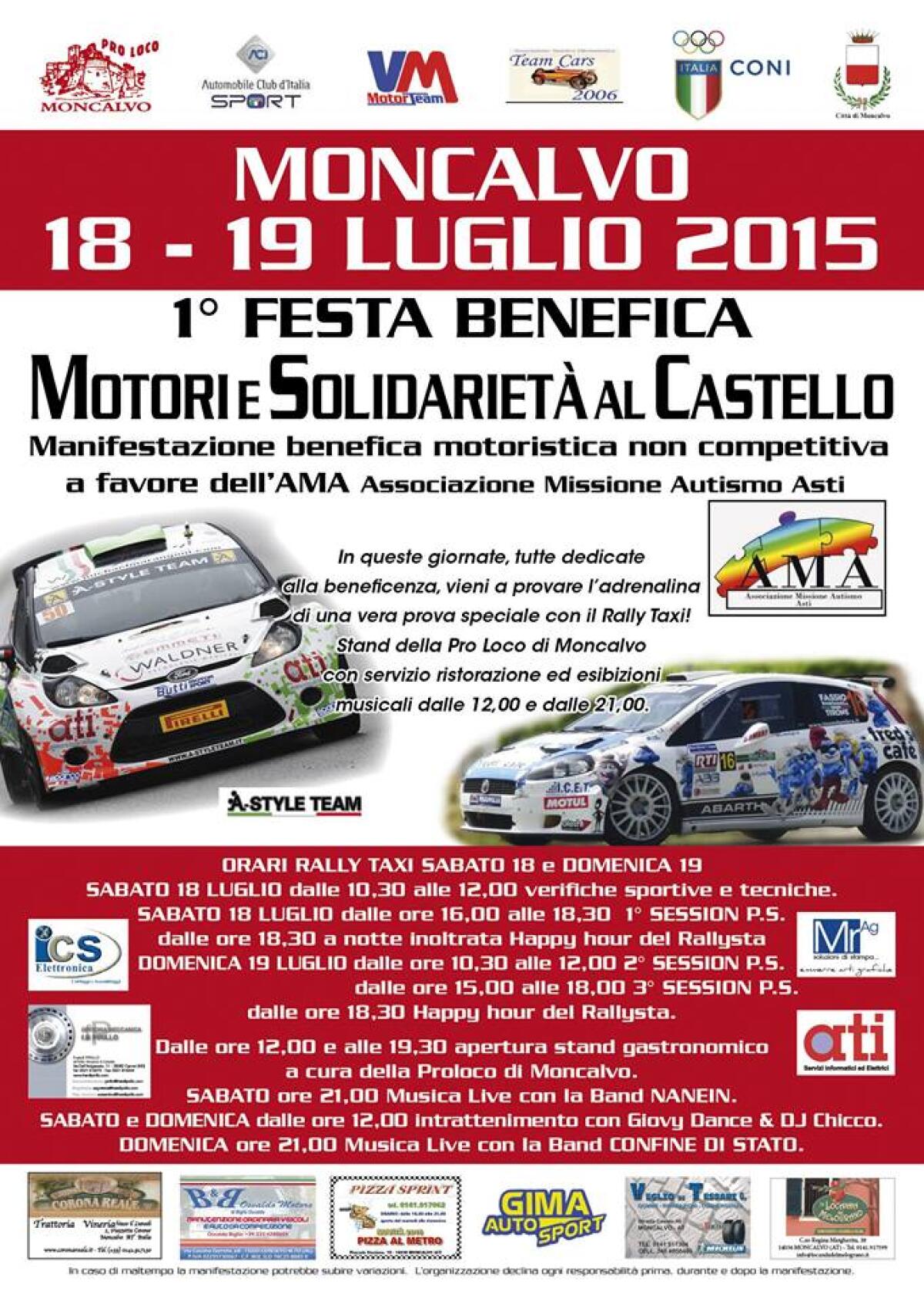 Weekend: Festa di motori e solidarietà nell'astigiano con il Rally Taxi - 