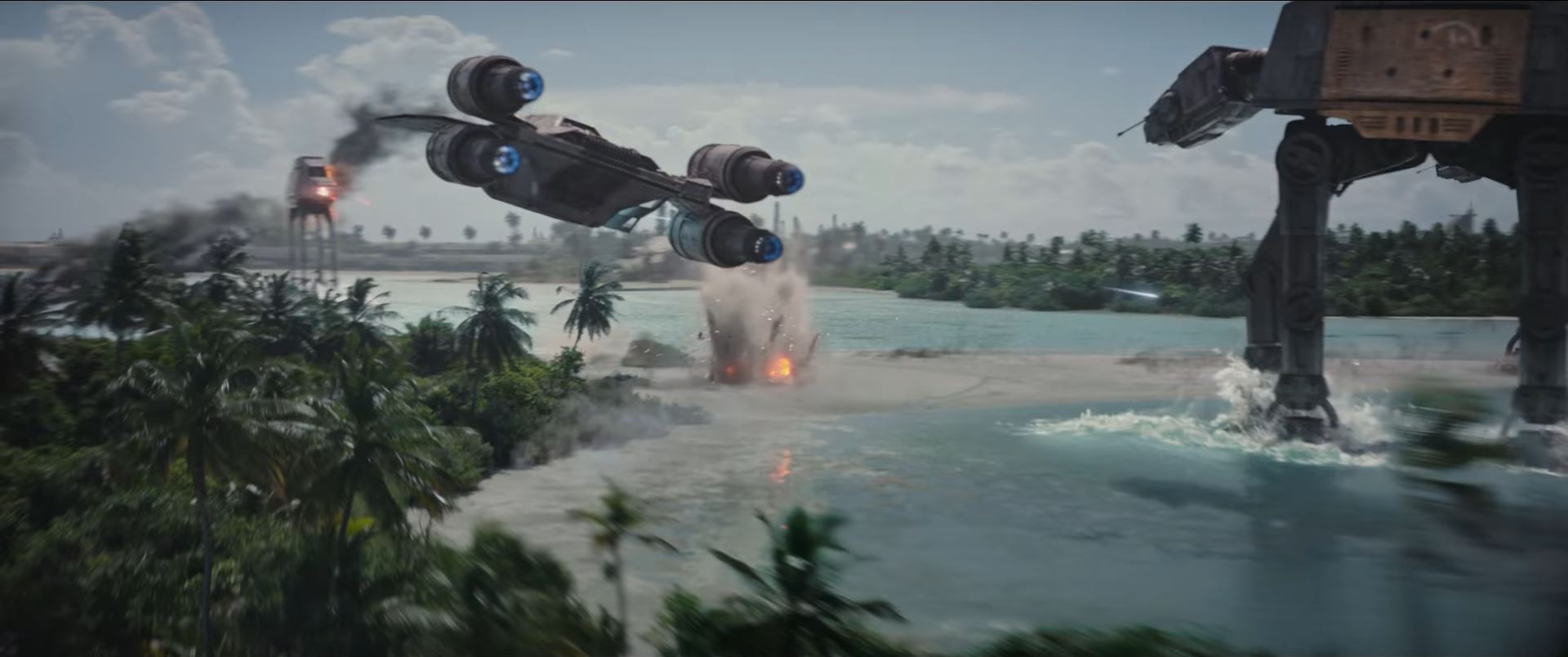 Scena del trailer di Rogue One rappresentante le spiagge di Scarif
