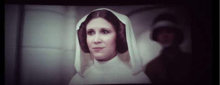 La principessa Leia nell'ultima scena di Rogue One. Fonte: moviepilot