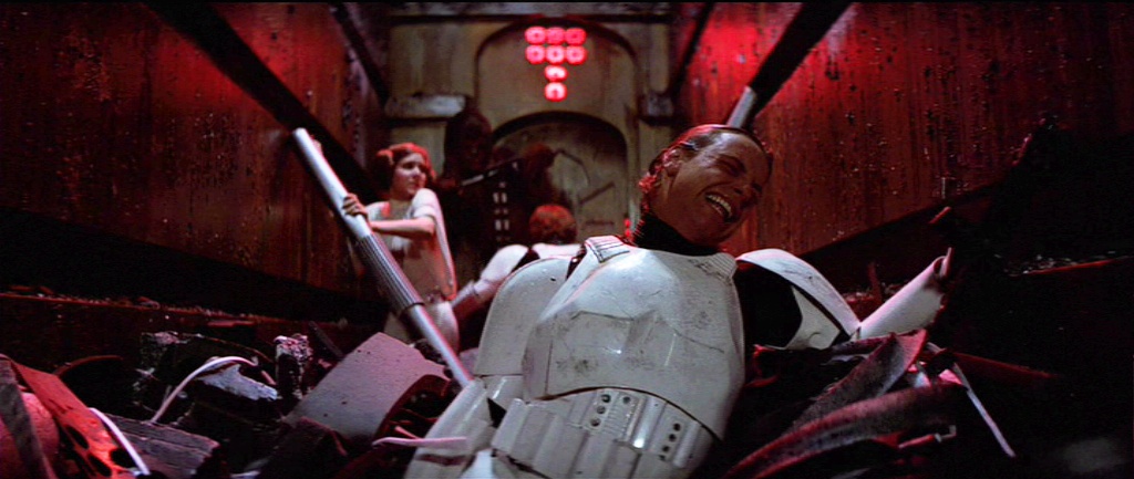 Luke Skywalker nella scena del tritarifiuti.