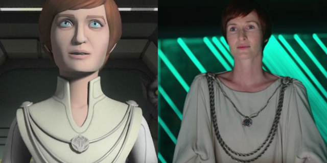 Mon Mothma in Rebels e Rogue One.Fonte: comicbook