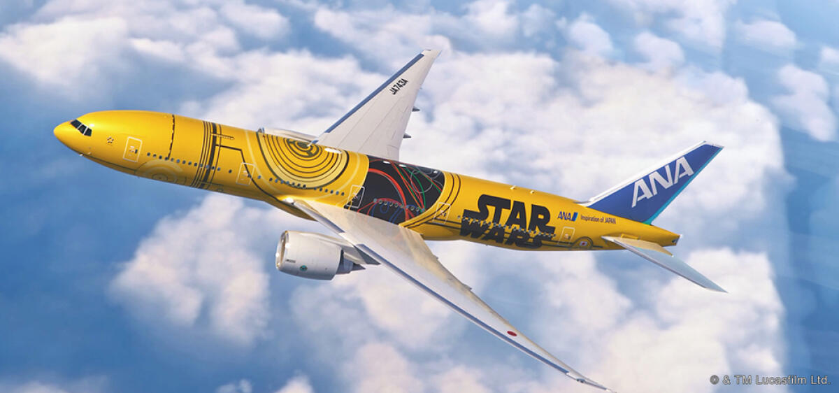 In Giappone si può volare con gli aerei di Star Wars - Il bellissimo Boeing C3PO.
Da: ANA, pic di proprietà di Lucasfilm