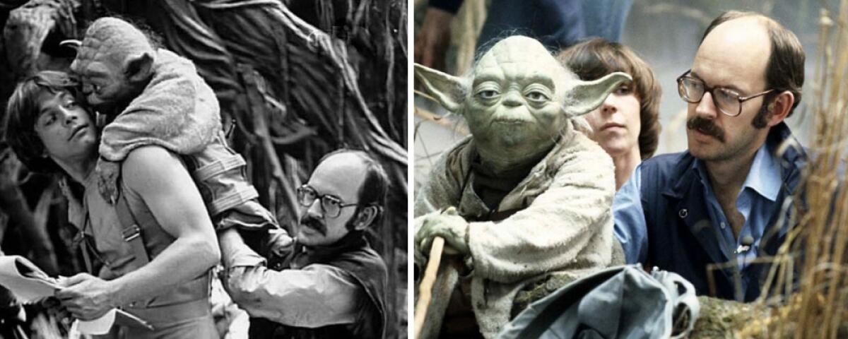 Frank Oz criptico sul ritorno di Yoda - Frank Oz con il pupazzo di Yoda durante le riprese di Episodio V. Da briff.me