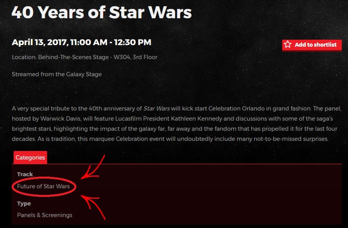 Quali novità ci aspettano sul futuro di Star Wars alla Celebration? - Il programma del panel per i 40 anni di Star Wars.
Dal sito della Celebration