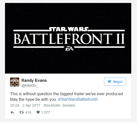 Il messaggio di Randy Evans su Twitter