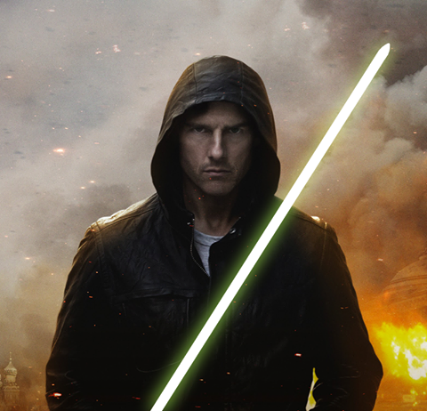 Tom Cruise con una spada laser.Da: resistencia nerd