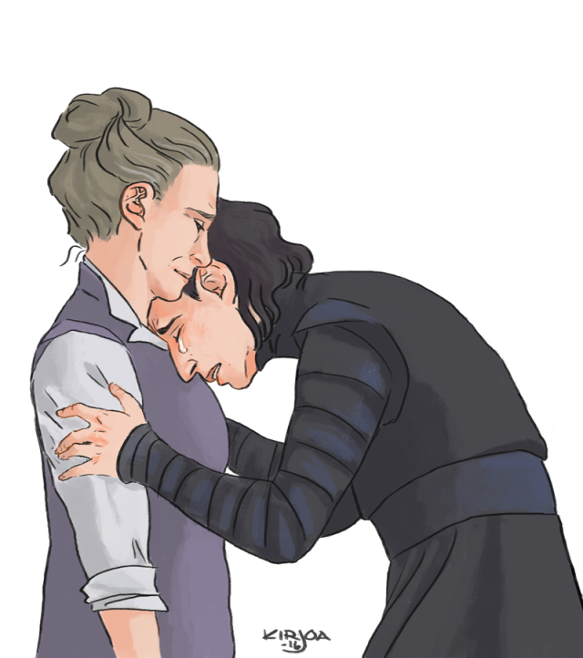 Una splendida fan art di Leia e suo figlio Ben.Crediti in foto