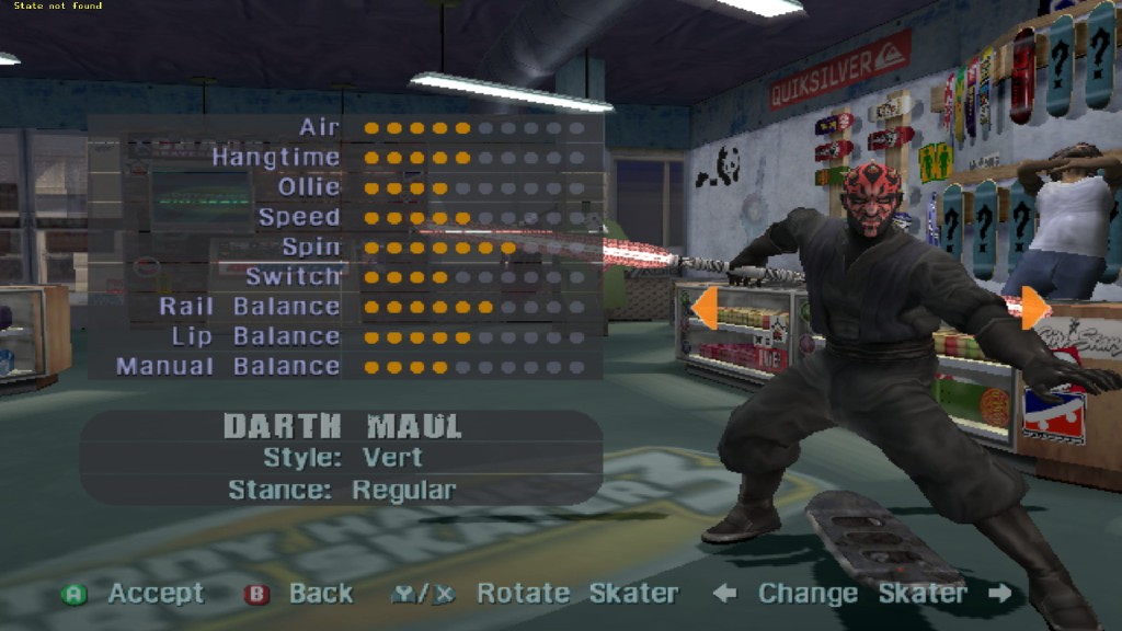 Dart Maul nel gioco Tony hawk's Pro Skater 3