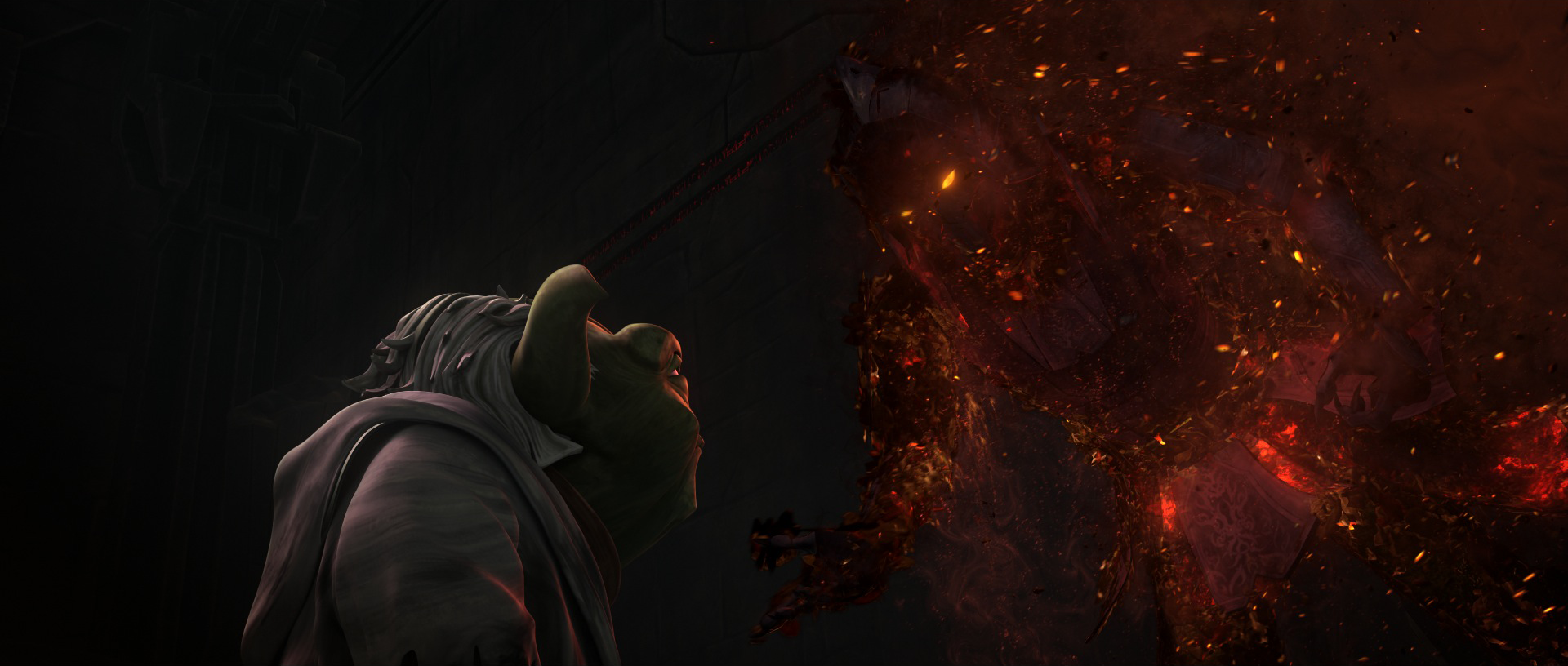 Il dialogo tra Yoda e lo spirito di Darth Bane.Da: wookieepedia