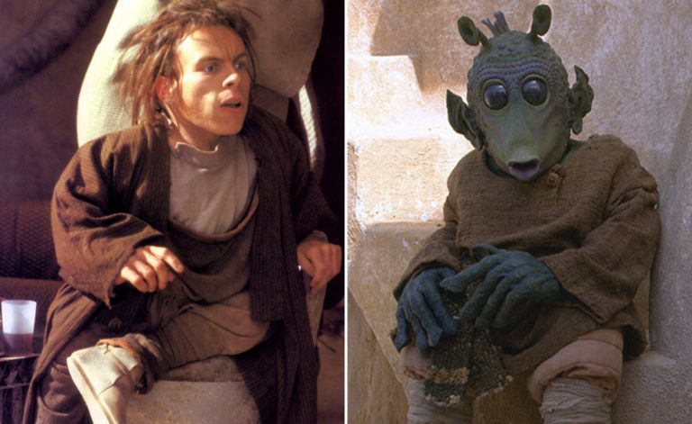 I personaggi di Warwick Davis in Episodio I: a sx Weazel, a dx Wald.Da: digital spy