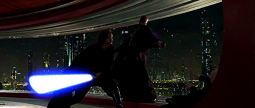Windu non prende benissimo il gesto di Anakin. Da: wifflegif