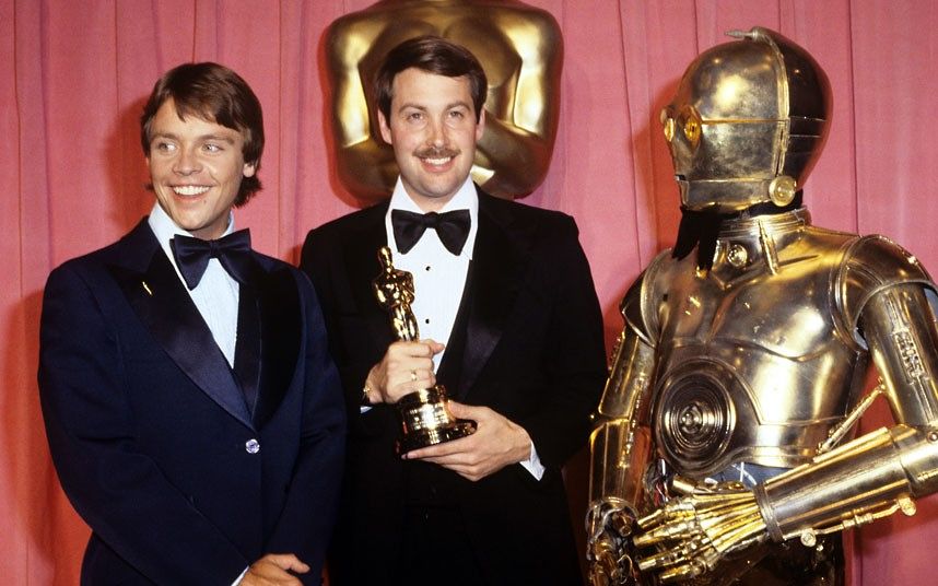 Mark Hamill, Ben Burtt ed Anthony Daniels ai Premi Oscar del 1978.Fonte: news