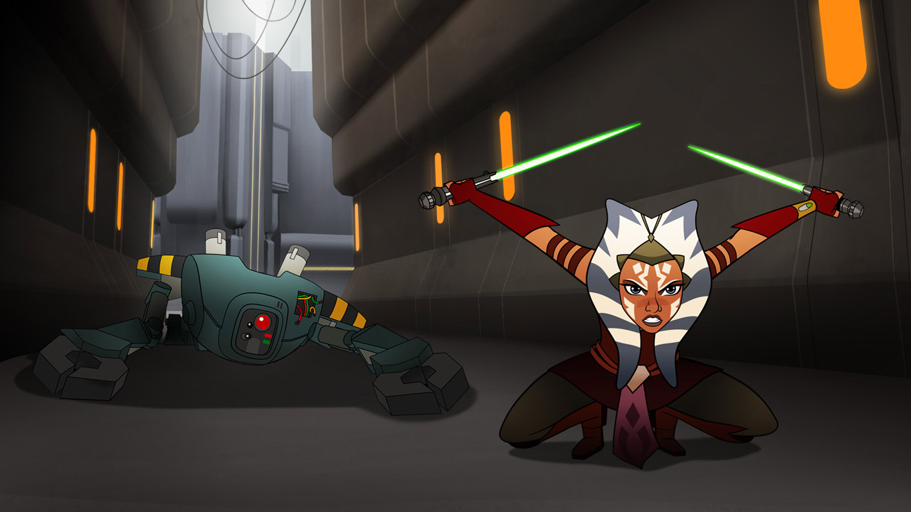 Ahsoka Tano in azione.Da: StarWars.com