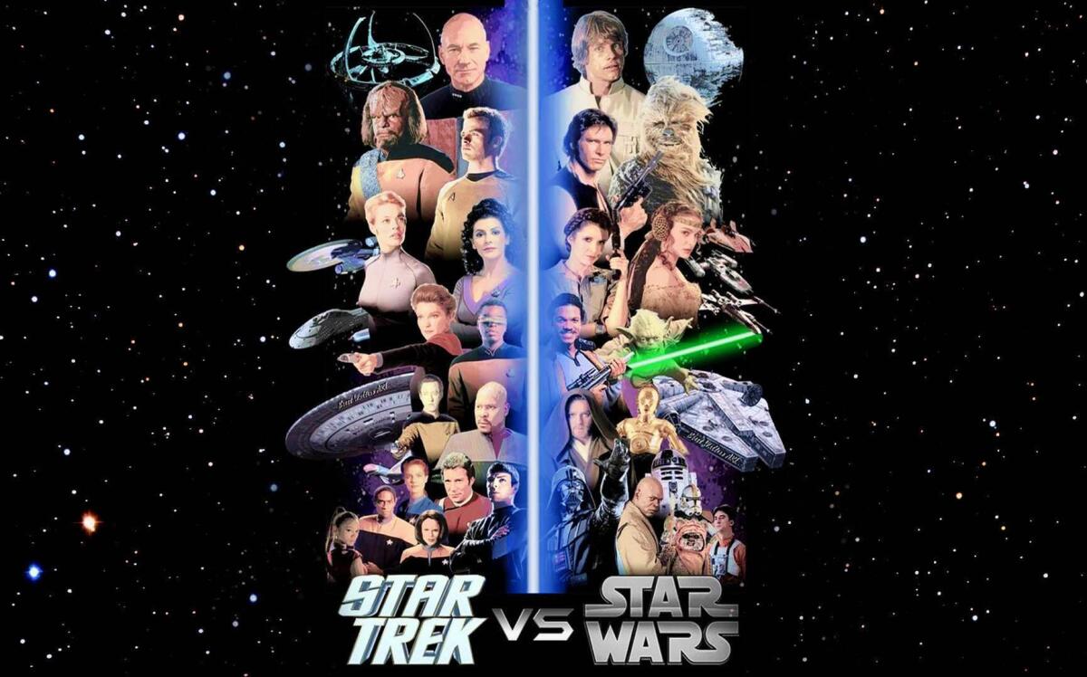 Lite tra fan di Star Wars e Star Trek: tragedia sfiorata - Personaggi di Star Wars e Star Trek.
Da: nerdland