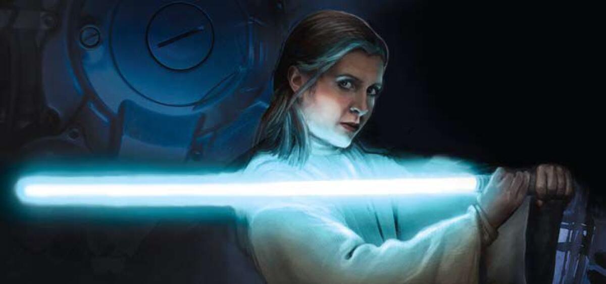 Perché Leia non è diventata un jedi - Un artwork ritraente Leia con una spada laser