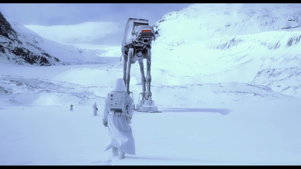 Scena in cui è possibile notare lAT-AT in stop-motion