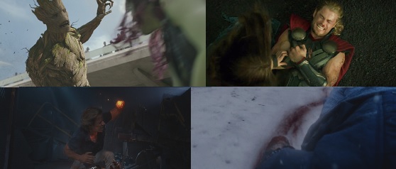 Da sopra a sx: Guardiani della Galassia, Thor: The Dark World, Iron Man 3, Captain America.Da: fumettologica