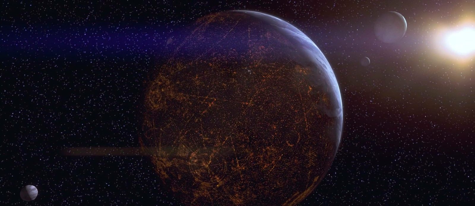 L'immenso pianeta Coruscant, capitale della Repubblica Galattica.Da: wookieepedia