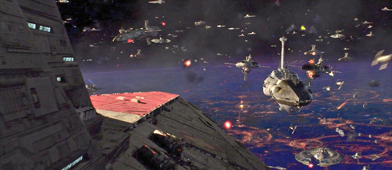 Battaglia nello spazio presente all'inizio di Episodio III: La Vendetta dei Sith