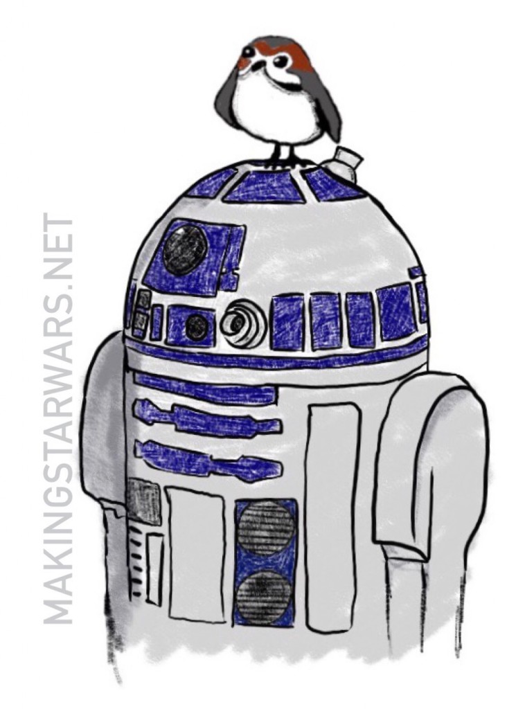 La possibile scena del Porg posato su R2-D2; che tenerezza.Da: Making SW