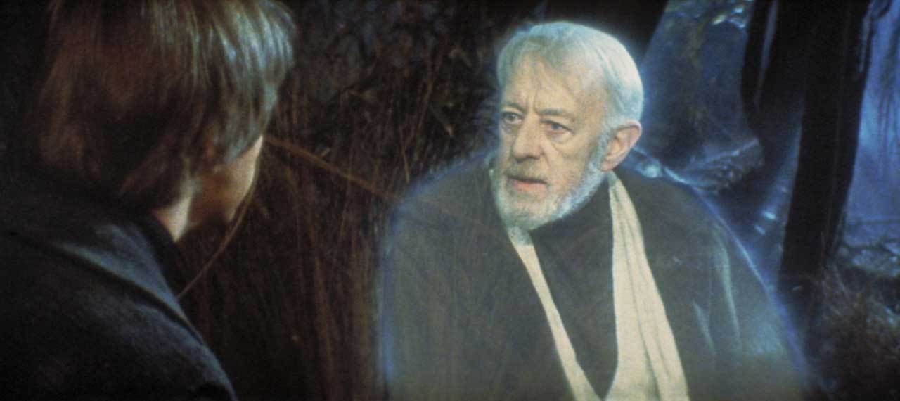 Obi-Wan Kenobi appare a Luke sotto forma di fantasma della Forza.Fonte: starwars.com