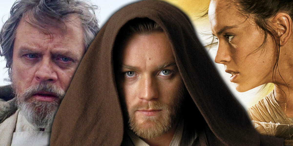 Il legame tra lo spin-off su Obi-Wan e la nuova trilogia - Da sx a dx: Luke Skywalker, Obi-Wan Kenobi e Rey.
Fonte: Screen Rant
