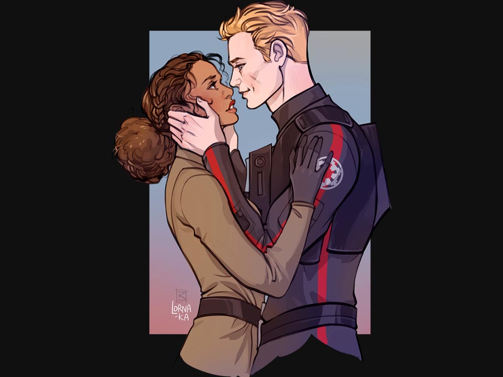 Fanart dei due protagonisti del romanzo Ciena Ree e Thane Kyrell. Da: lorna-ka (Tumblr)